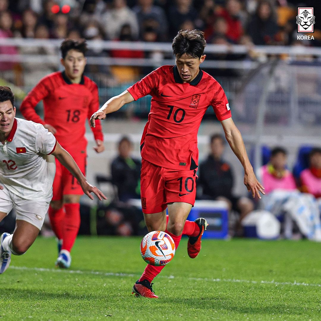 Aksi pemain Korea Selatan (SC: Instagram @thekfa)